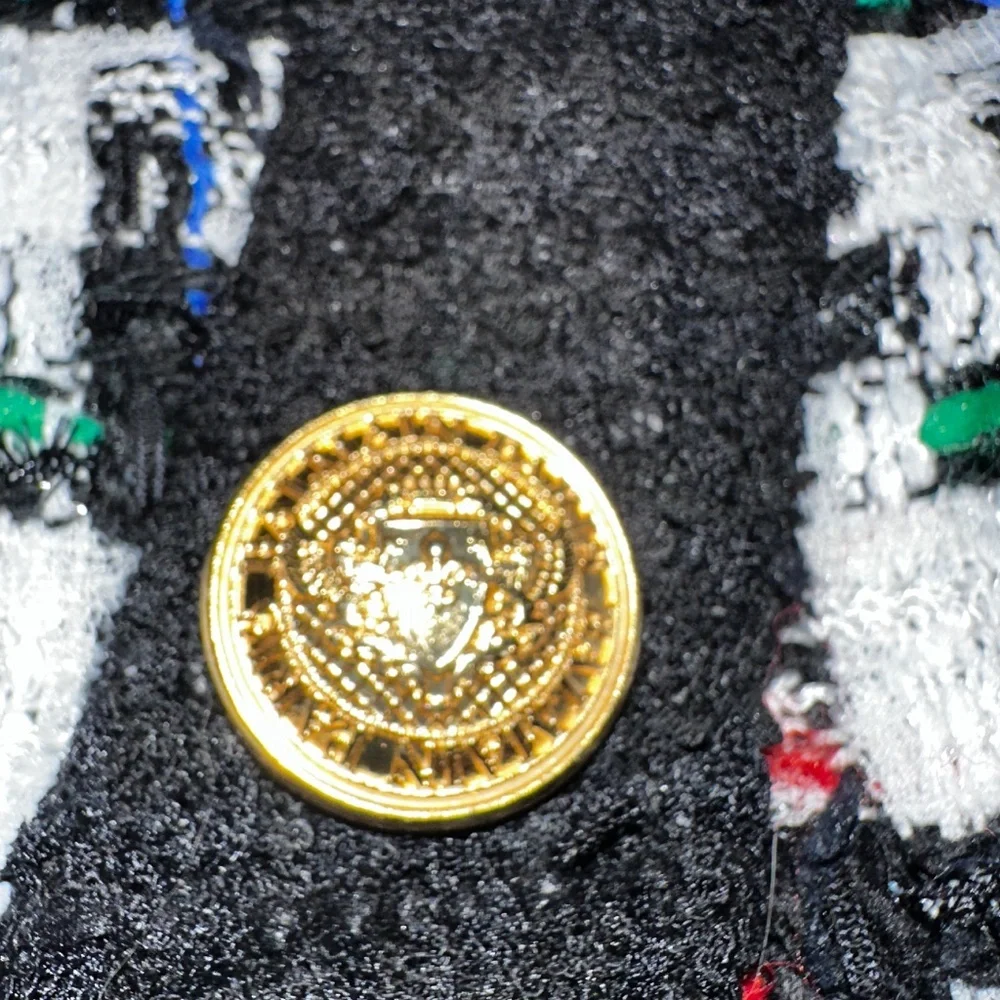 New Balmain Button Embellished Houndstooth Tweed Mini Skirt Size 40 - Picture 8 of 13